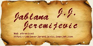 Jablana Jeremijević vizit kartica